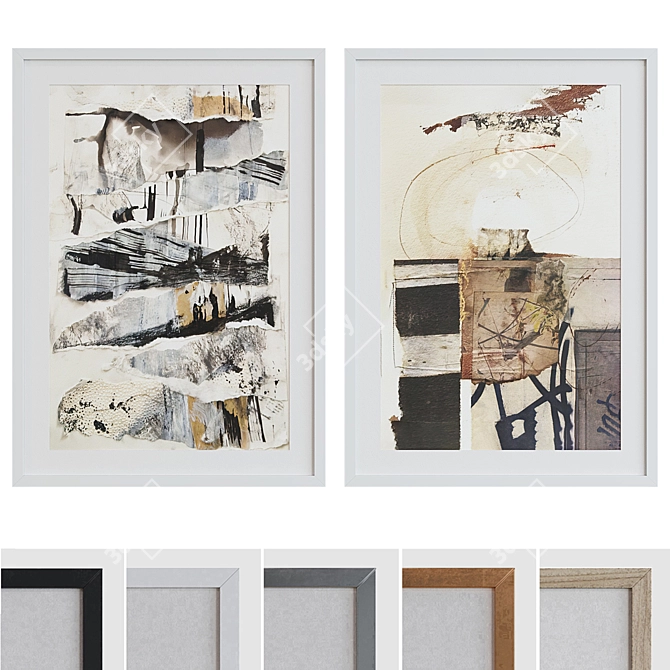 Modern Abstract Picture Frame Set 3D model image 1