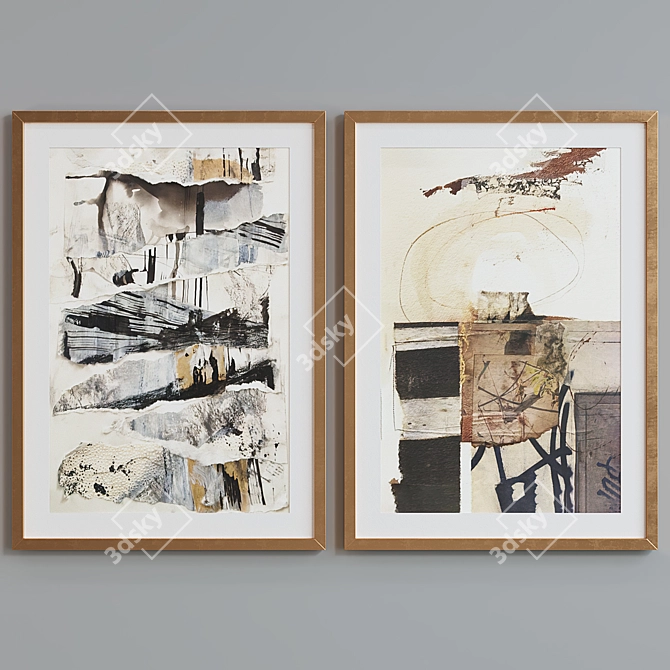 Modern Abstract Picture Frame Set 3D model image 4