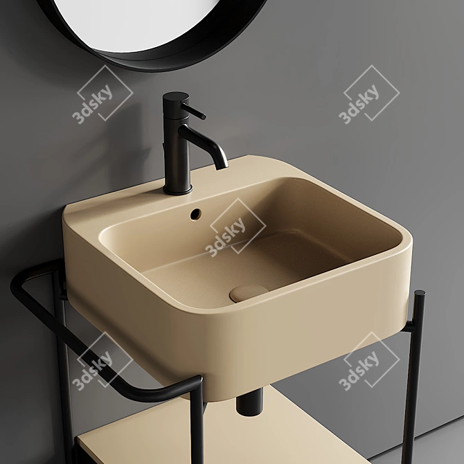 Stainless Steel Designer Vanity Set 3D model image 2