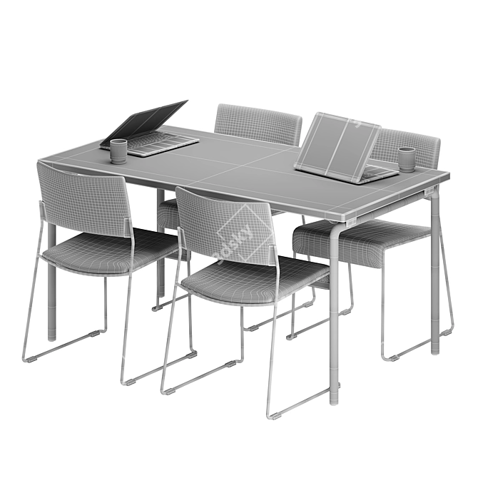 Modern Trust Linos Table Chairs 3D model image 4