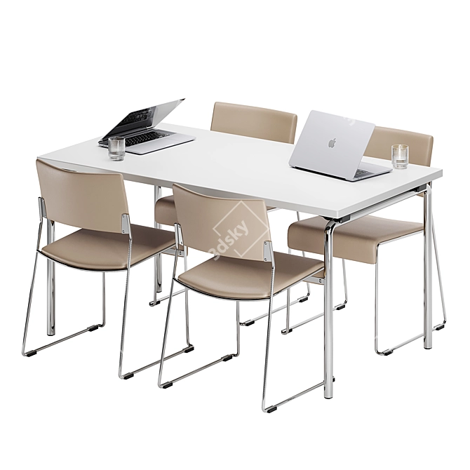 Modern Trust Linos Table Chairs 3D model image 9