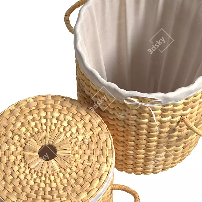 Handwoven Rattan Laundry Baskets 3D model image 4