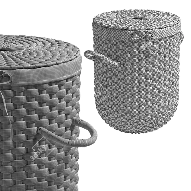 Handwoven Rattan Laundry Baskets 3D model image 5