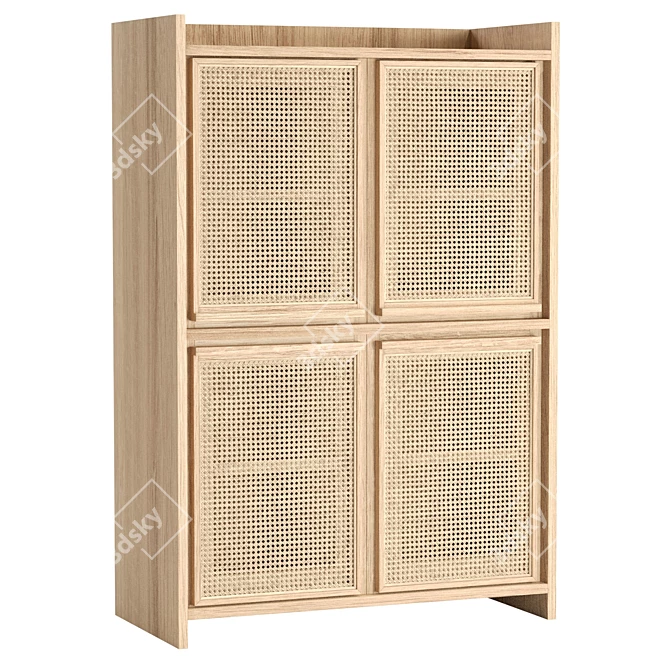 European Oak Roots Cupboard, 4-Door 3D model image 1