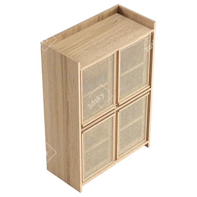 European Oak Roots Cupboard, 4-Door 3D model image 5