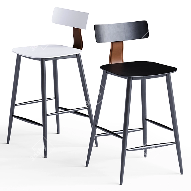 Ant Black Semi-Bar Stool 3D model image 1