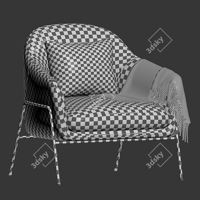 Luxurious Ivory Velvet Armchair 3D model image 4