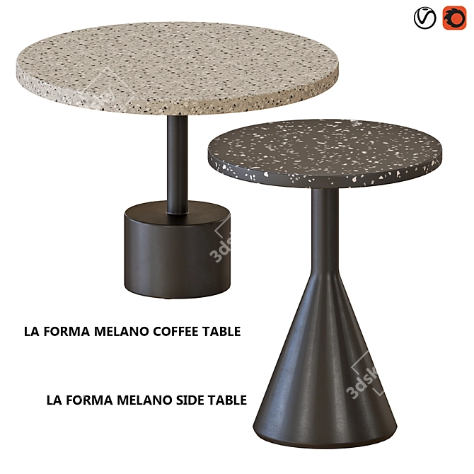 Modern Melano Coffee & Side Tables 3D model image 1