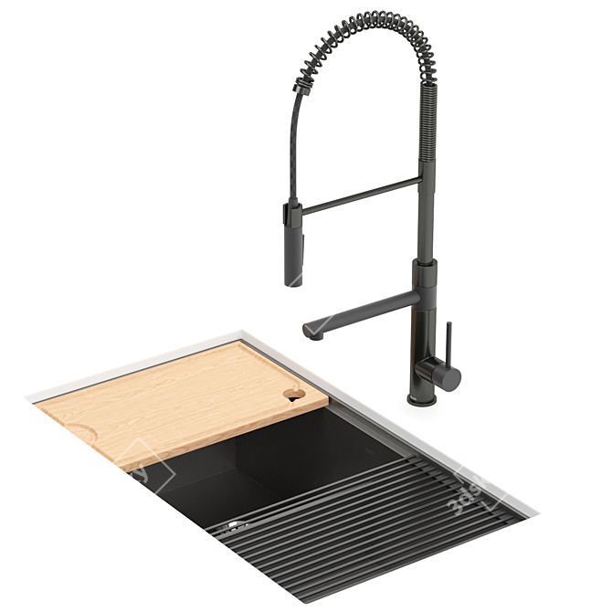 Kraus Workstation Stainless Steel Sink 3D model image 3