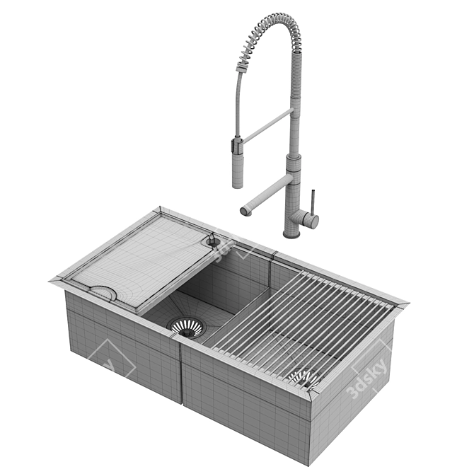 Kraus Workstation Stainless Steel Sink 3D model image 7