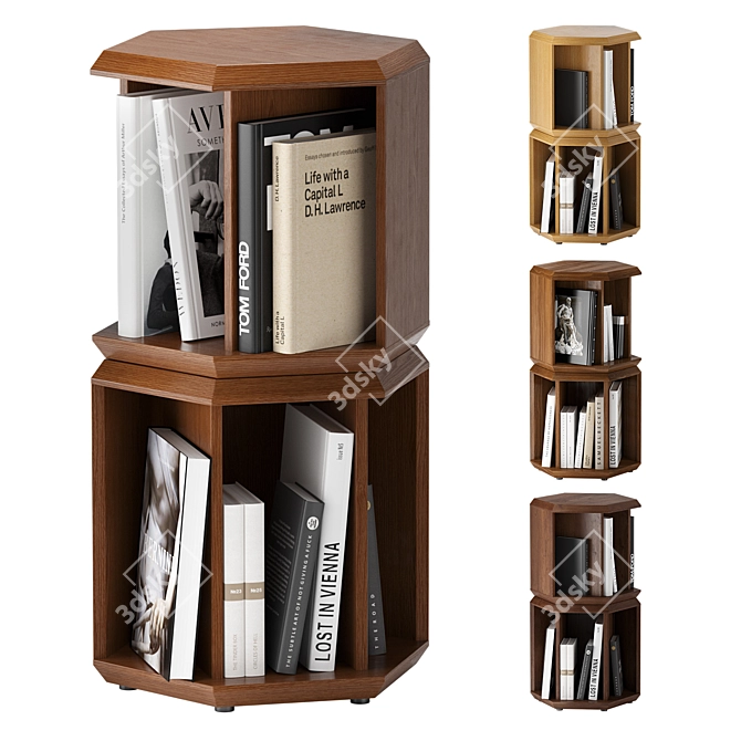 Rotating Book Storage Side Table 3D model image 1