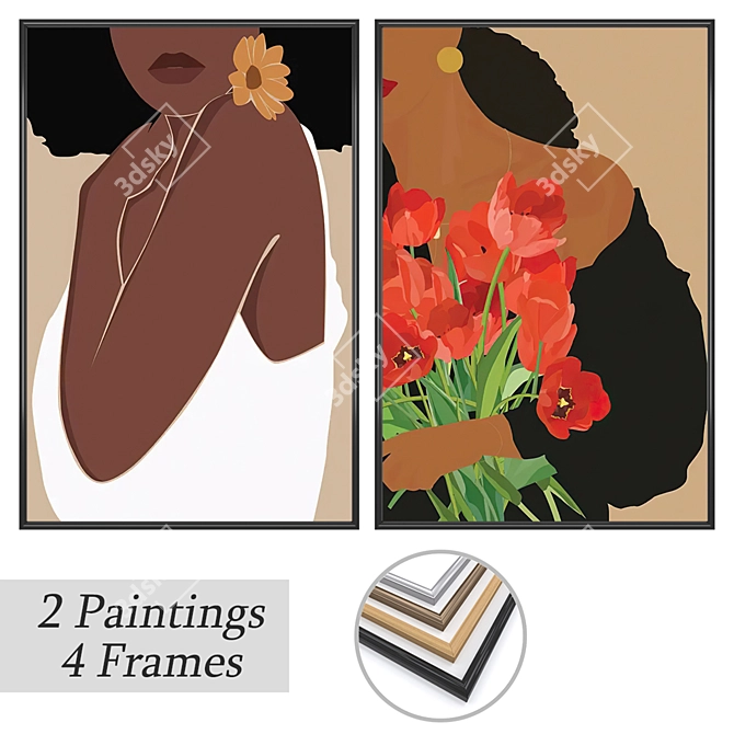 Artwork Set with Multiple Frames 3D model image 1