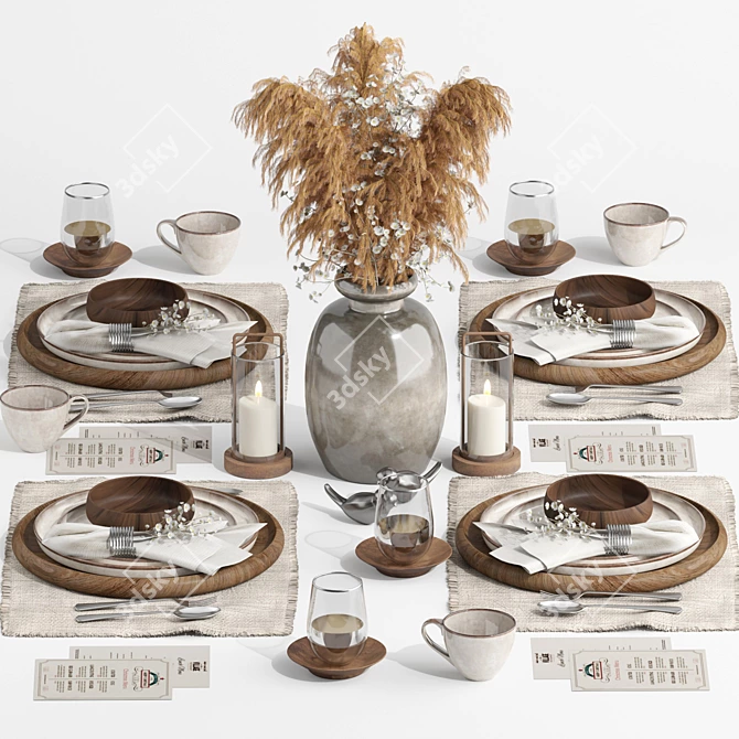 Modern Tableware Set14 3D Model 3D model image 1