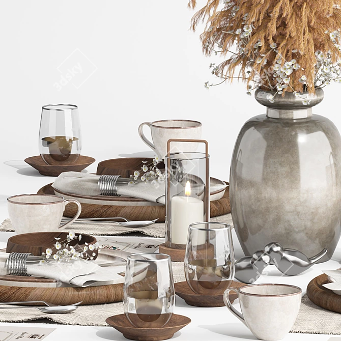 Modern Tableware Set14 3D Model 3D model image 5