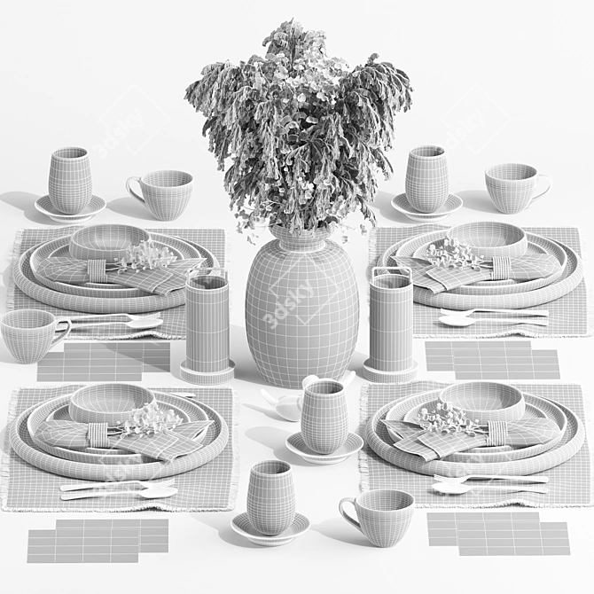 Modern Tableware Set14 3D Model 3D model image 6