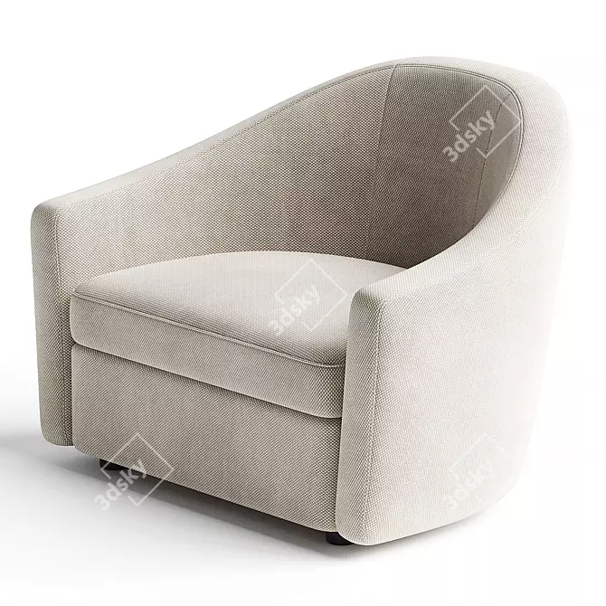 Elegant Barrel Lounge Chair 3D model image 2