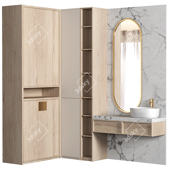 Modern Bathroom Vanity Set 056 3D model image 1