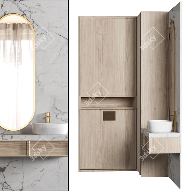 Modern Bathroom Vanity Set 056 3D model image 3