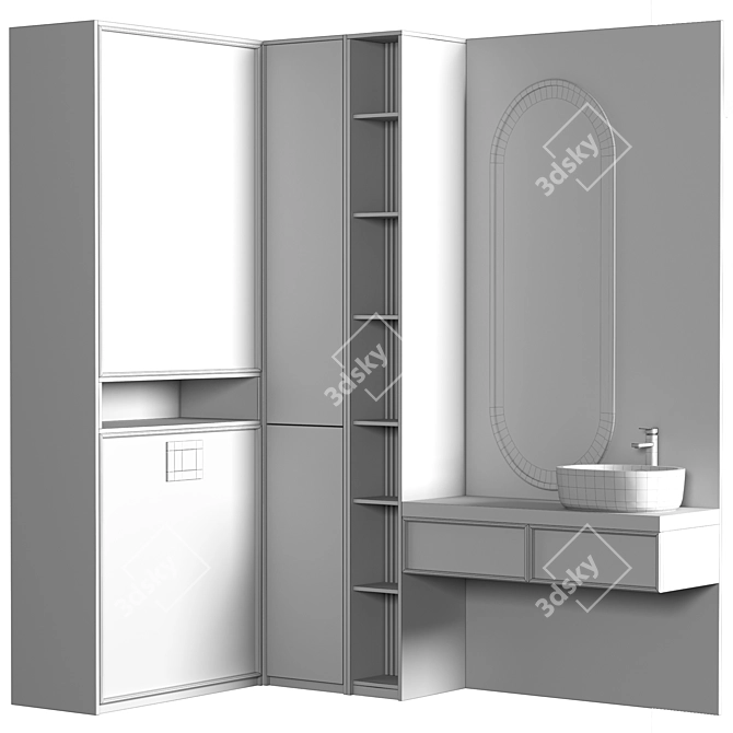 Modern Bathroom Vanity Set 056 3D model image 4