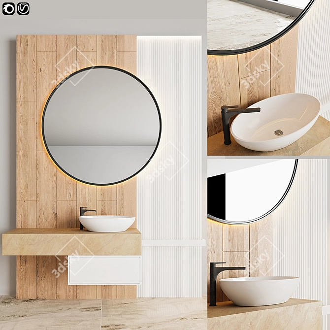 Modern 3D Bathroom Scene Kit 3D model image 1