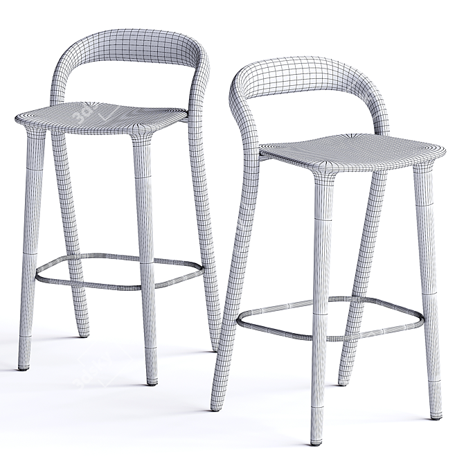 Elegant Modern Lugano Bar Stool 3D model image 2