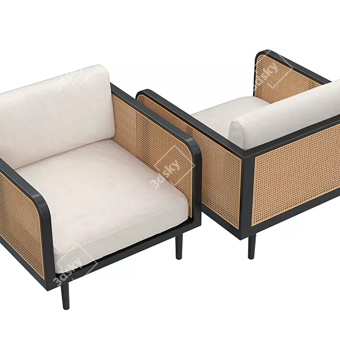 Elegant William Armchair 3D model image 4