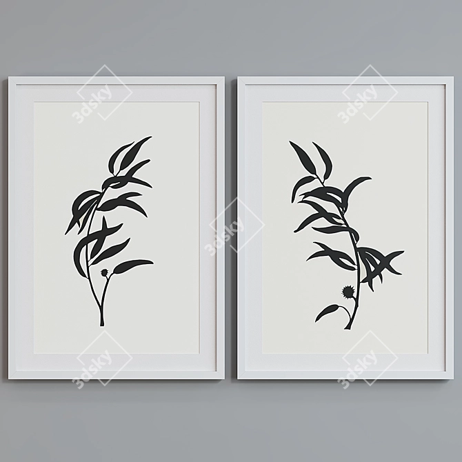 Botanical Silhouette Picture Frame Set 3D model image 2