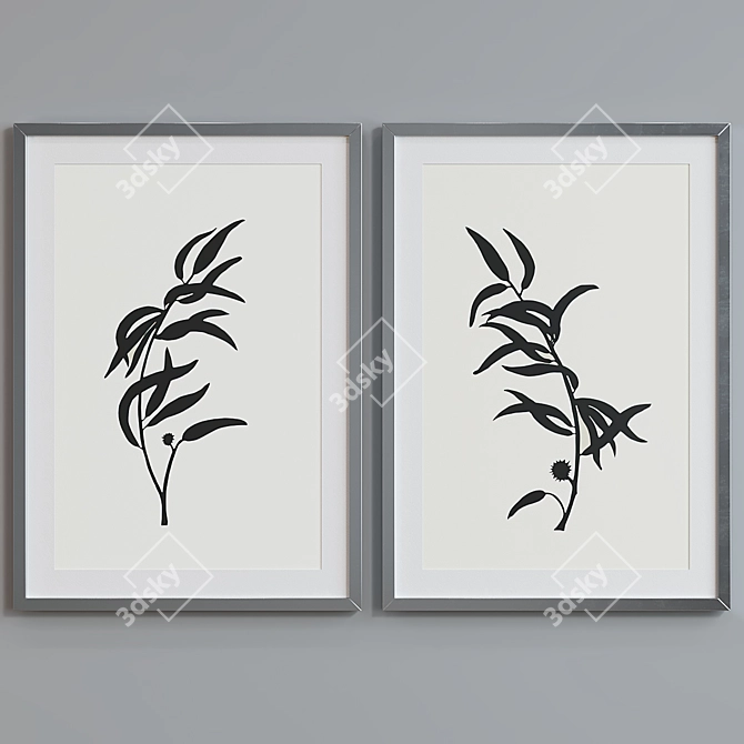 Botanical Silhouette Picture Frame Set 3D model image 3