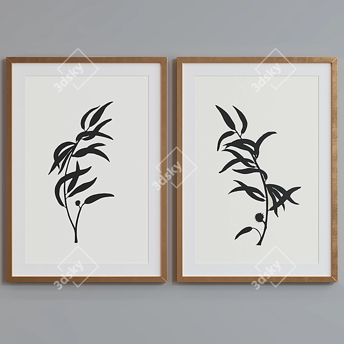 Botanical Silhouette Picture Frame Set 3D model image 4