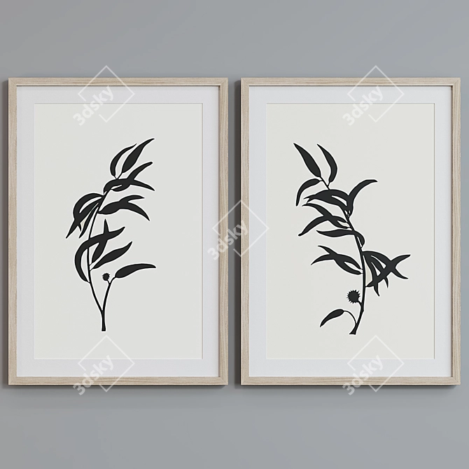 Botanical Silhouette Picture Frame Set 3D model image 5