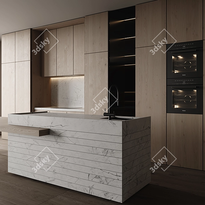 Modern Kitchen 3D Model Kit 3D model image 3