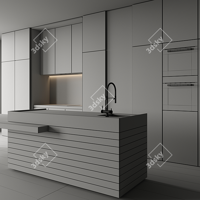 Modern Kitchen 3D Model Kit 3D model image 7