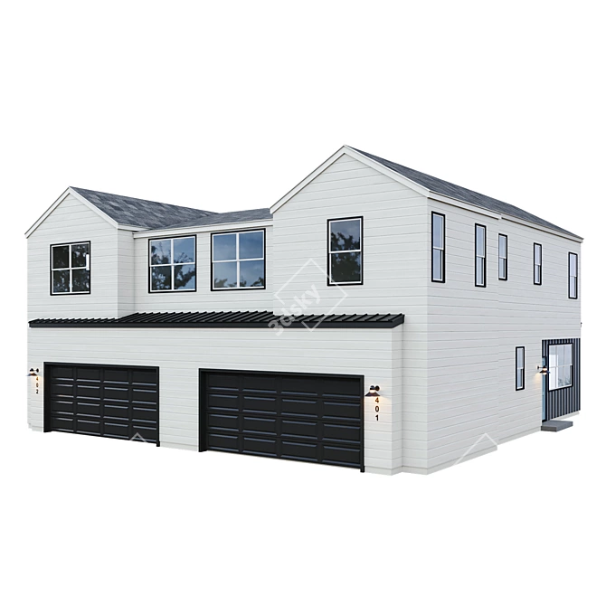 Modern Low Poly American House 3D model image 2