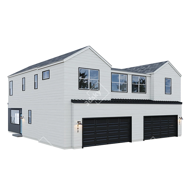 Modern Low Poly American House 3D model image 3