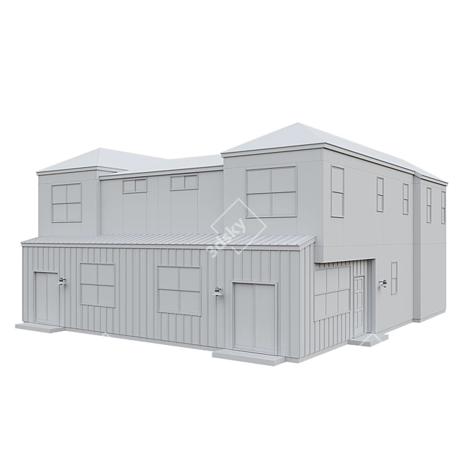 Modern Low Poly American House 3D model image 6