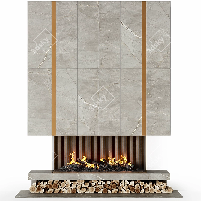 Sleek Firewood Holder Fireplace 3D model image 1