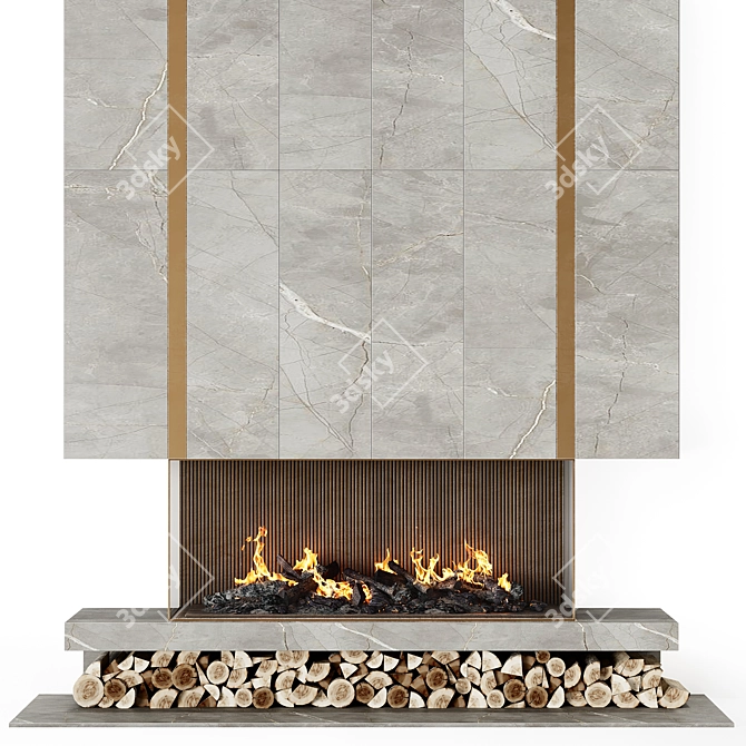 Sleek Firewood Holder Fireplace 3D model image 2