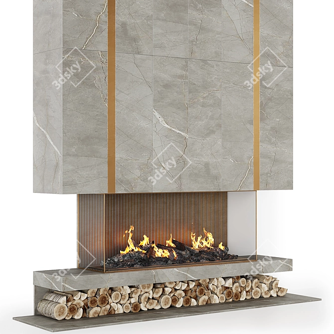 Sleek Firewood Holder Fireplace 3D model image 3