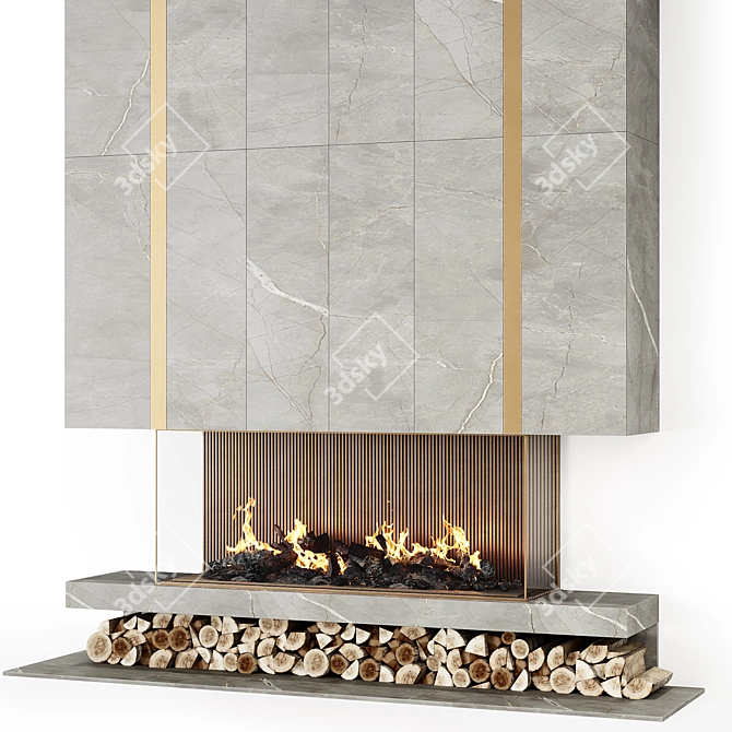 Sleek Firewood Holder Fireplace 3D model image 4