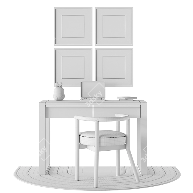 Kid's Wood Desk & Chair: Gemini and White Horse 3D model image 4