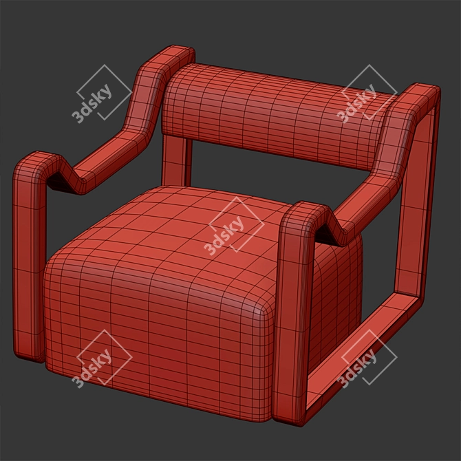 Sculpted Elegance Armchair 3D model image 4