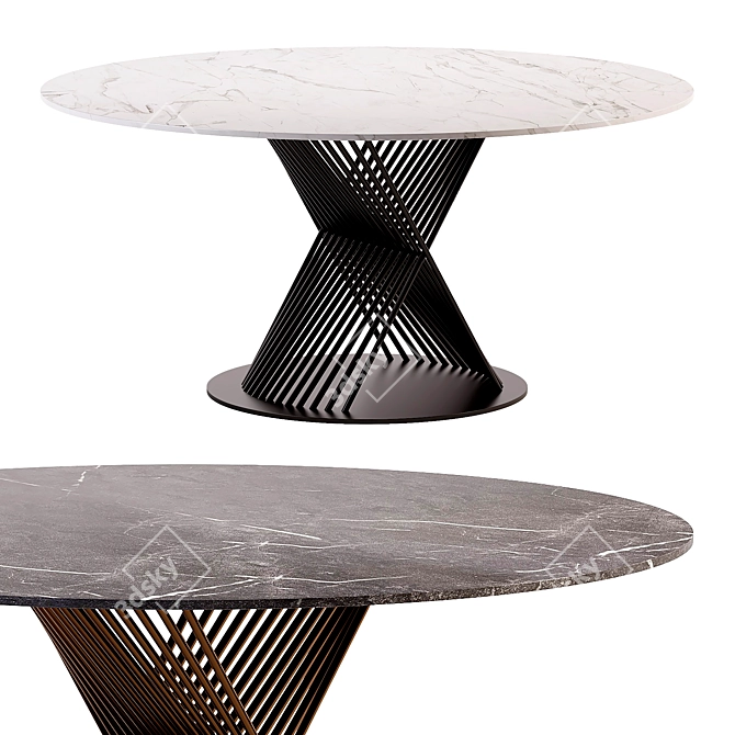 Modern Aluminum Round Garden Table 3D model image 1