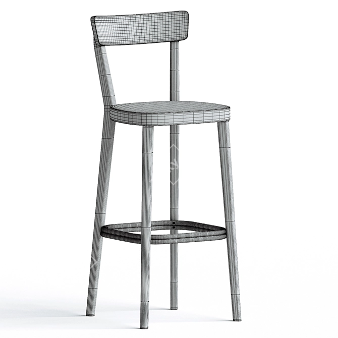 Stylish Milano Black Barstool 3D model image 3