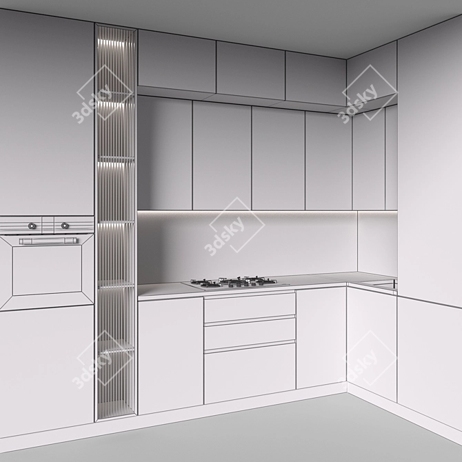 Modular Kitchen Modern Design Set 3D model image 5