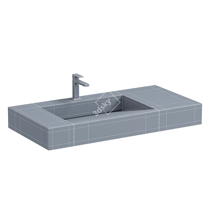 Modern Matte White Stone Sink 3D model image 2