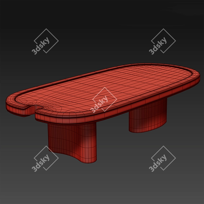 Ocean Travertine Marble Coffee Table 3D model image 2