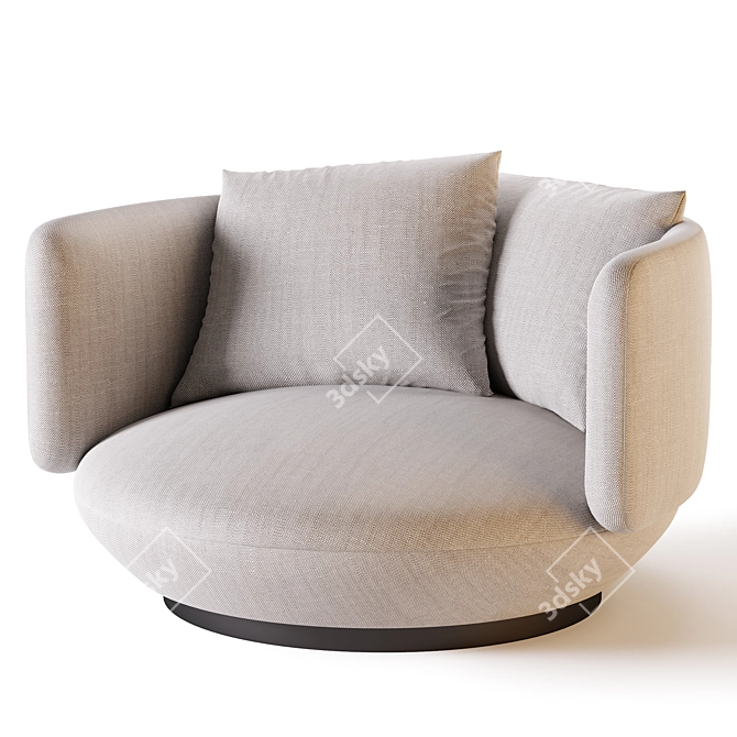 Modern Fabric Swivel Armchair_Unit Millimeters 3D model image 1