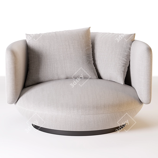 Modern Fabric Swivel Armchair_Unit Millimeters 3D model image 2