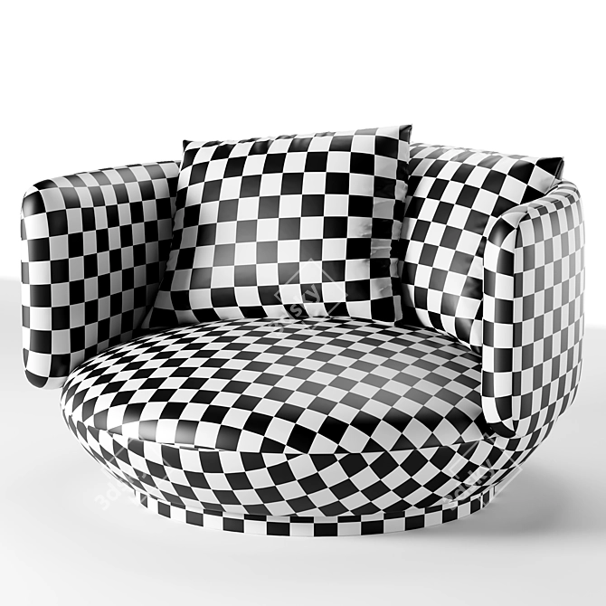 Modern Fabric Swivel Armchair_Unit Millimeters 3D model image 3