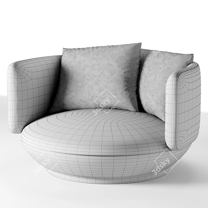 Modern Fabric Swivel Armchair_Unit Millimeters 3D model image 4